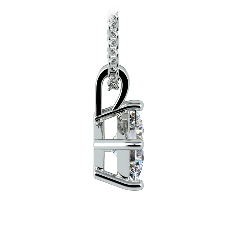 3/4 Carat Princess Cut Solitaire Diamond Pendant In Platinum | 02