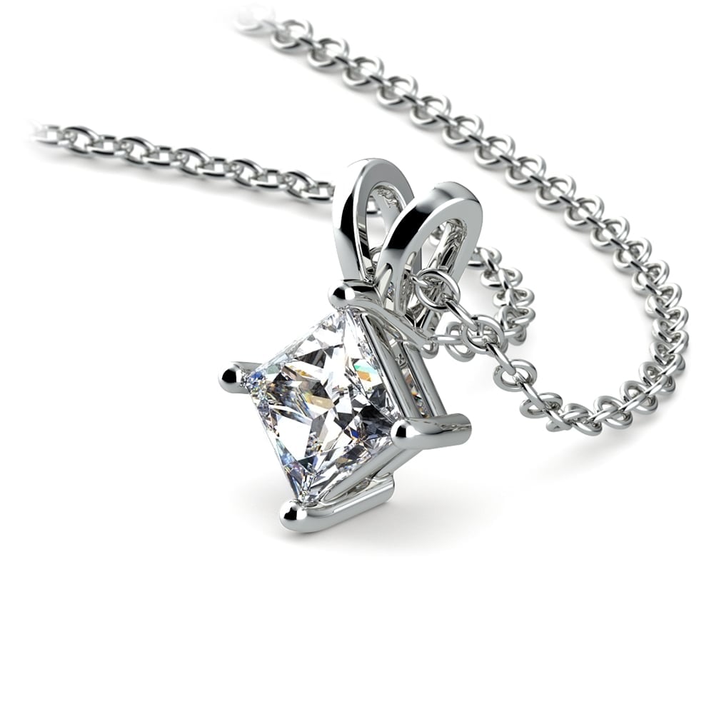 1/2 Carat Princess Cut Diamond Pendant Necklace In White Gold | 03