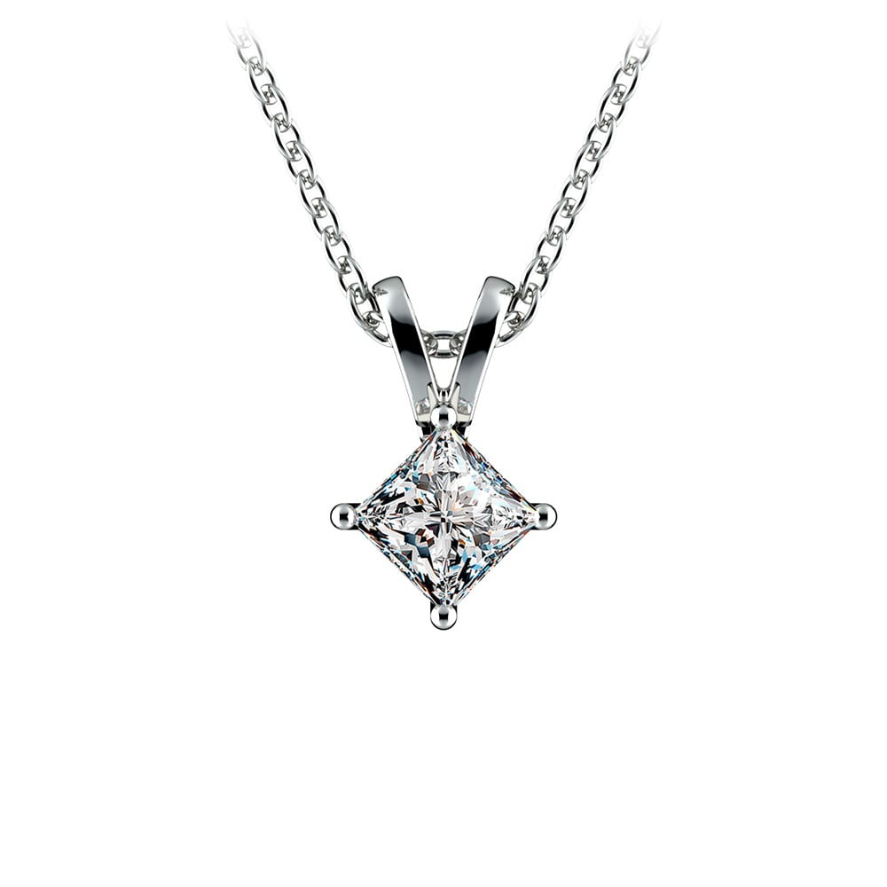 1/4 Carat Princess Cut Diamond Necklace In White Gold | 01