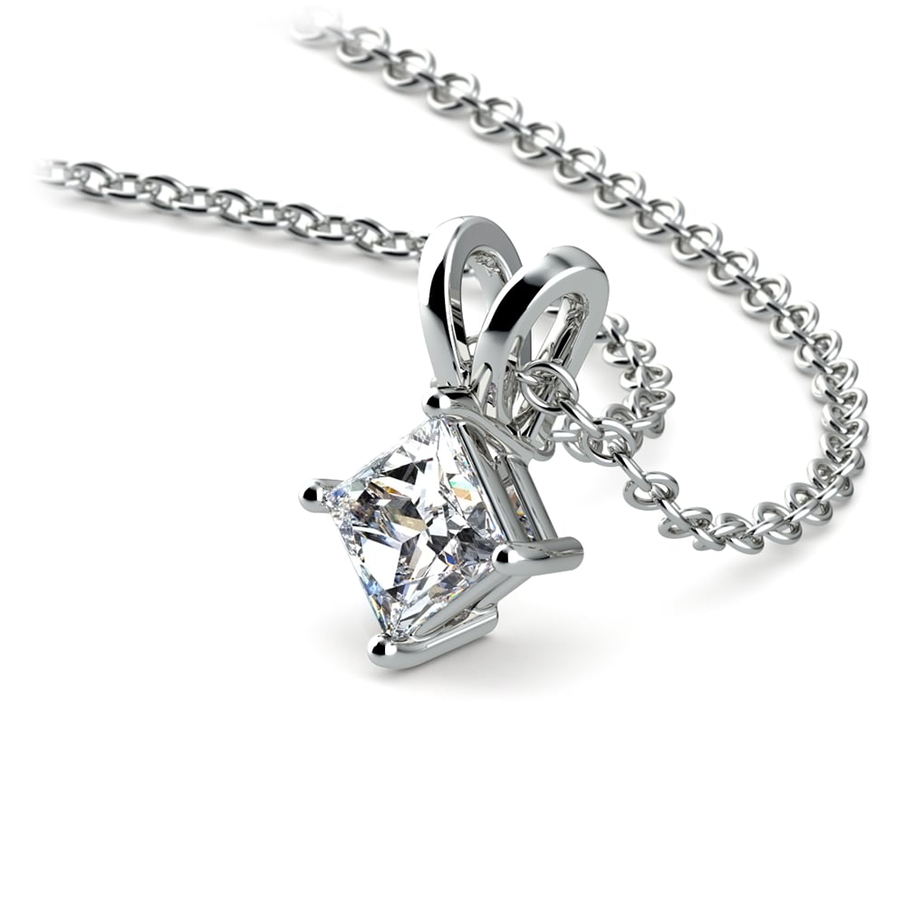 Princess Cut Diamond Solitaire Pendant In White Gold (1/5 Ctw) | 03