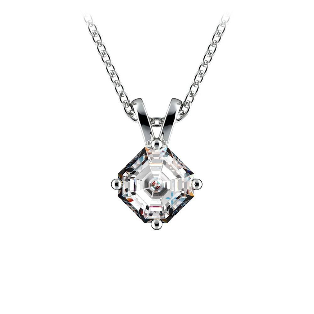 3/4 Carat Asscher Cut Diamond Pendant Necklace In White Gold | 01