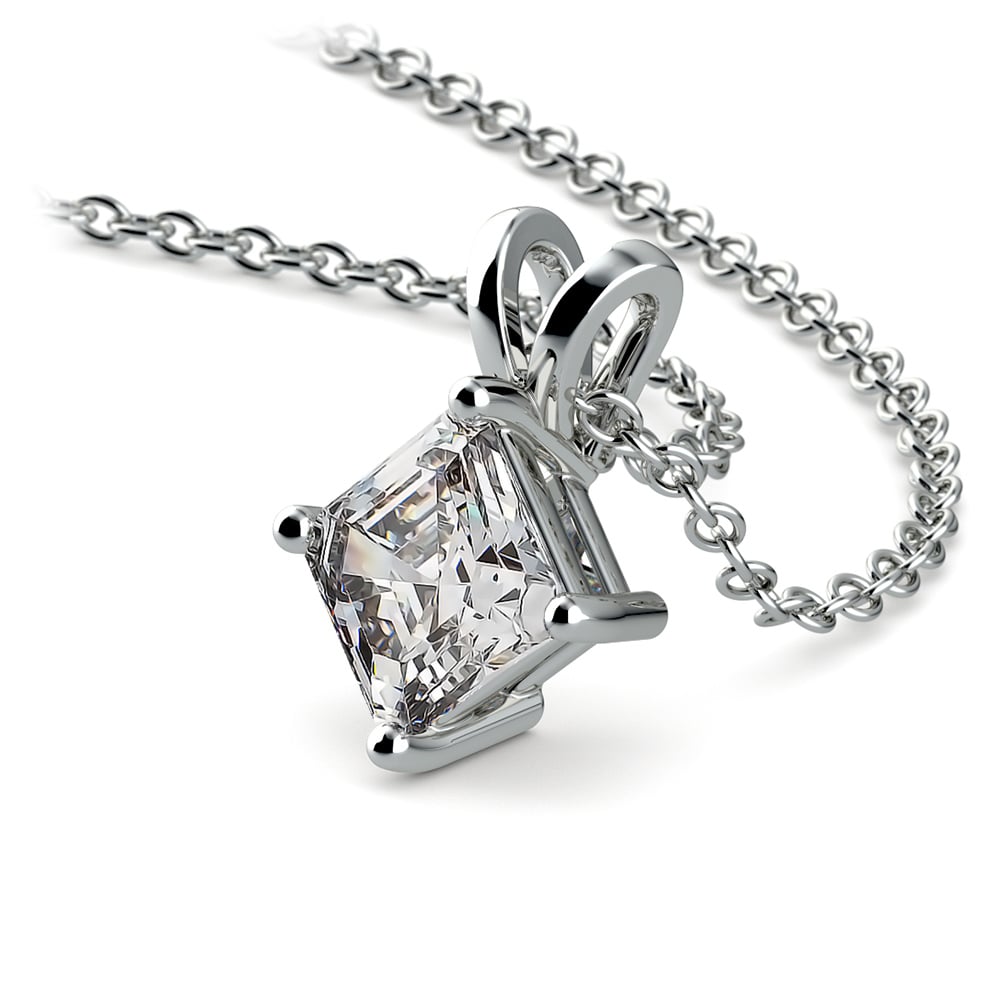 3/4 Carat Asscher Cut Diamond Pendant Necklace In White Gold | 03