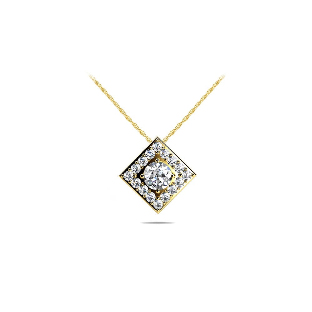 Square Halo Diamond Pendant in Yellow Gold (1/4 ctw) | 01