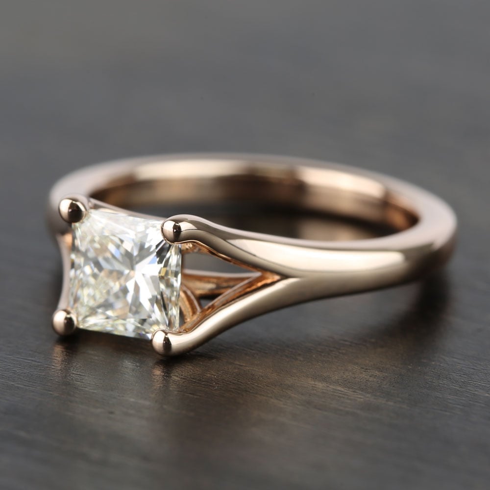 Custom Princess Split Shank Diamond Engagement Ring (1 Carat) angle 2