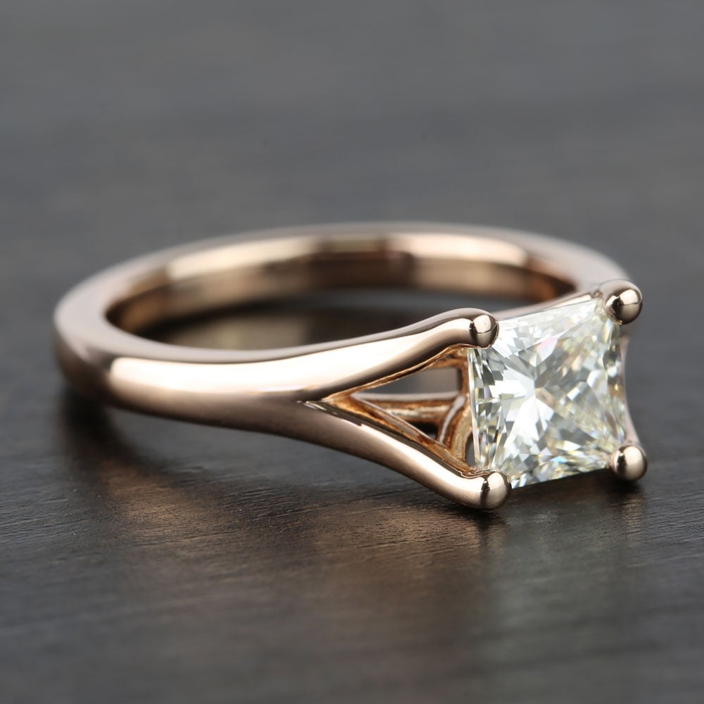 Custom Princess Split Shank Diamond Engagement Ring (1 Carat) angle 3