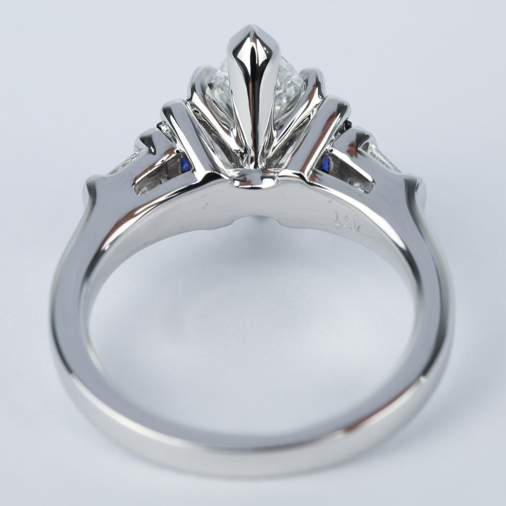 Marquise Diamond Ring With Sapphire Baguettes - small angle 4