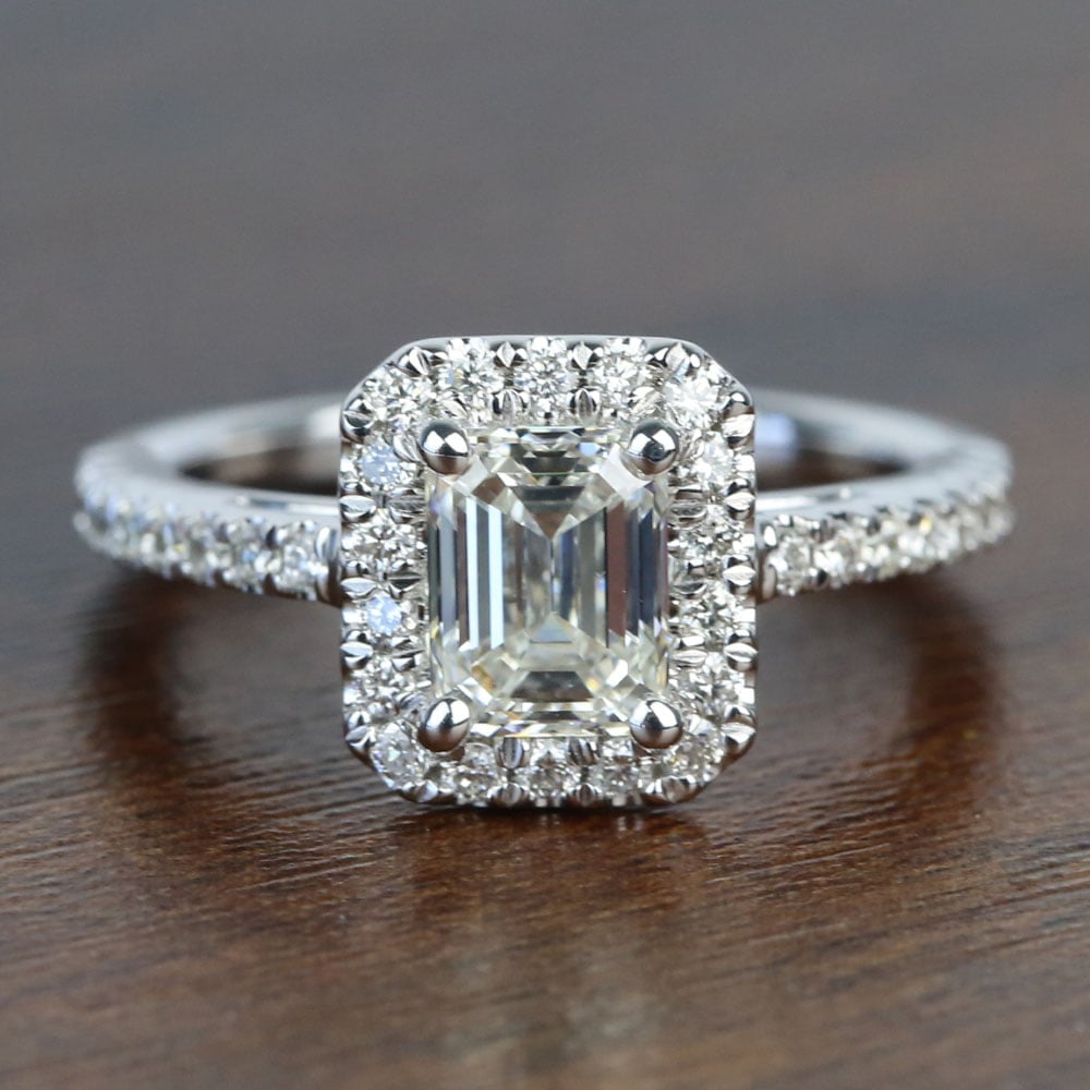 Square Diamond Halo Engagement Ring | 1 Ct Emerald Diamond