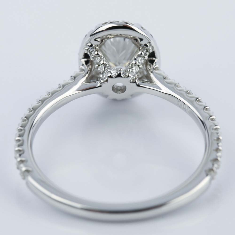 1 Carat Oval Halo Engagement Ring With 14K White Gold
