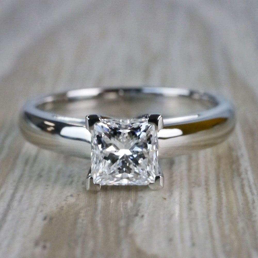 Palladium Princess Cut Engagement Ring