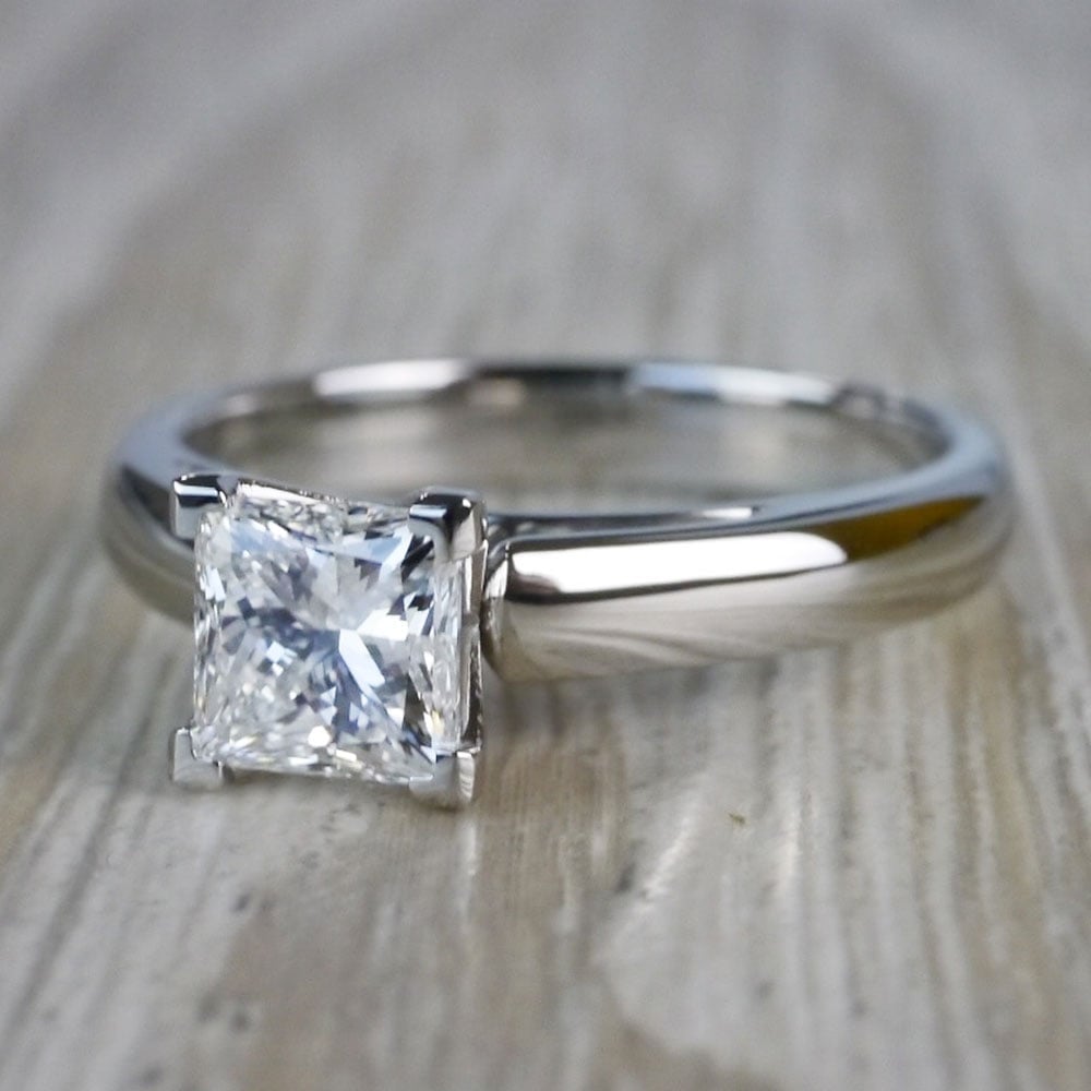 Palladium Princess Cut Engagement Ring angle 2
