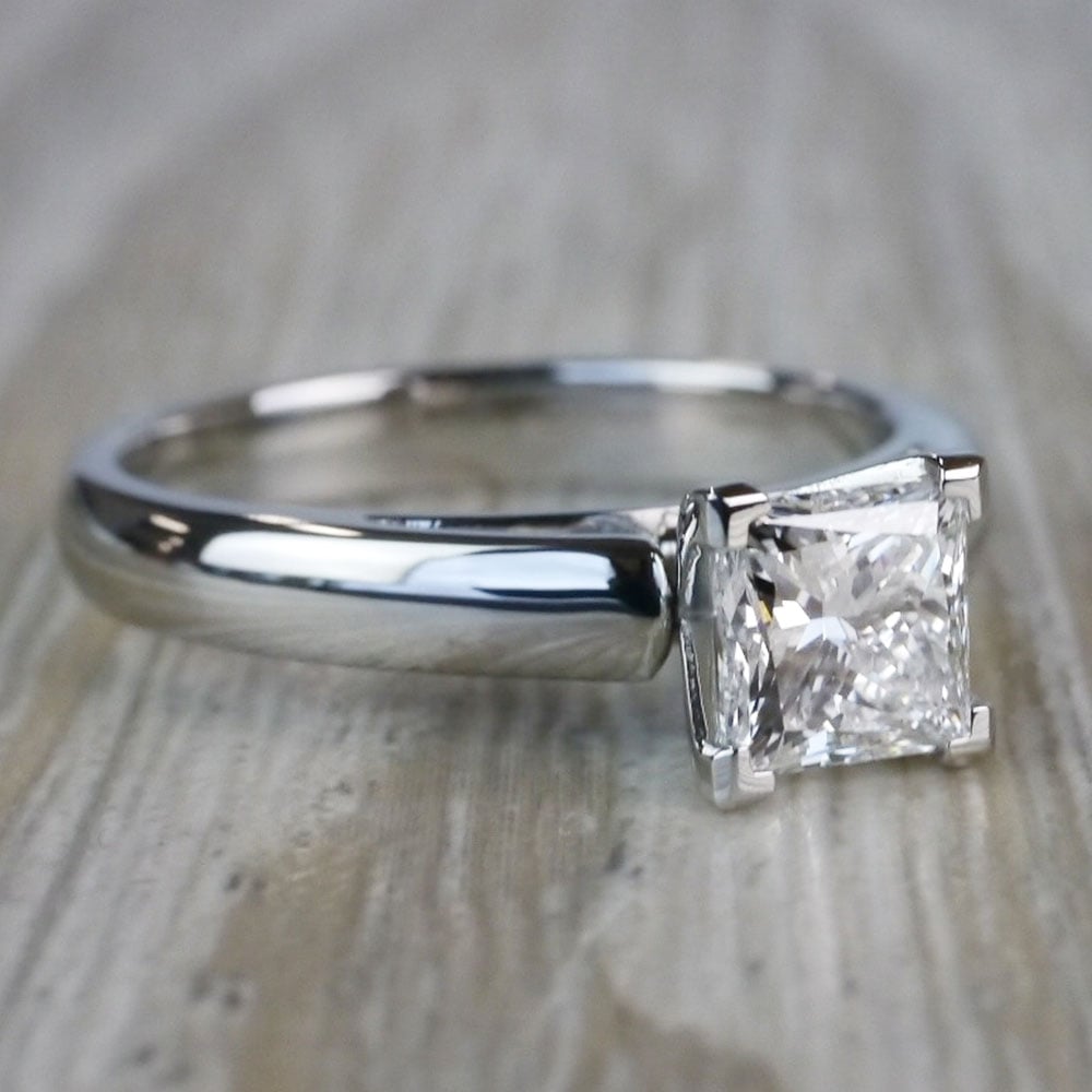 Palladium Princess Cut Engagement Ring - small angle 3