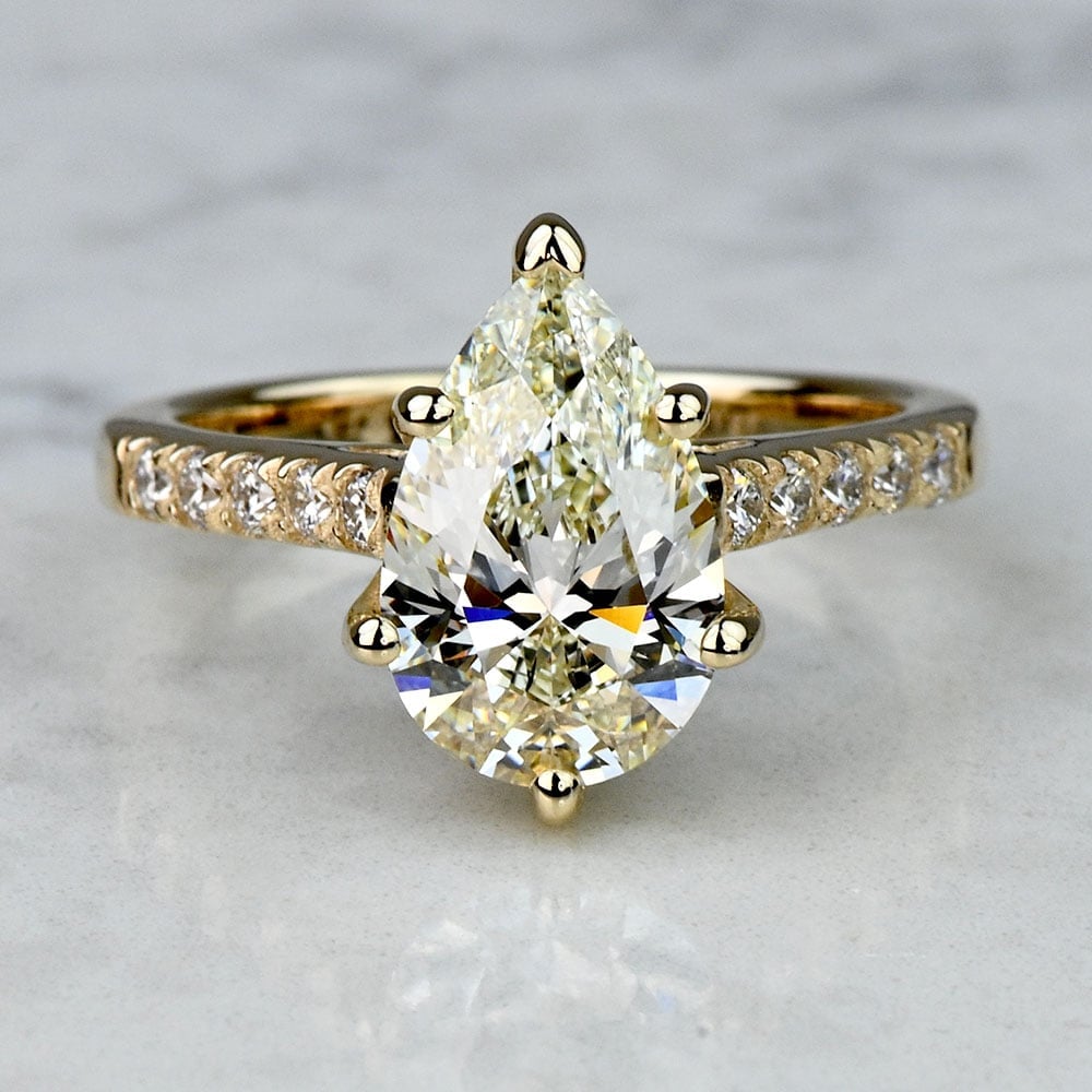 2.50 Carat Lab Created Pear Diamond Trellis Engagement Ring - small