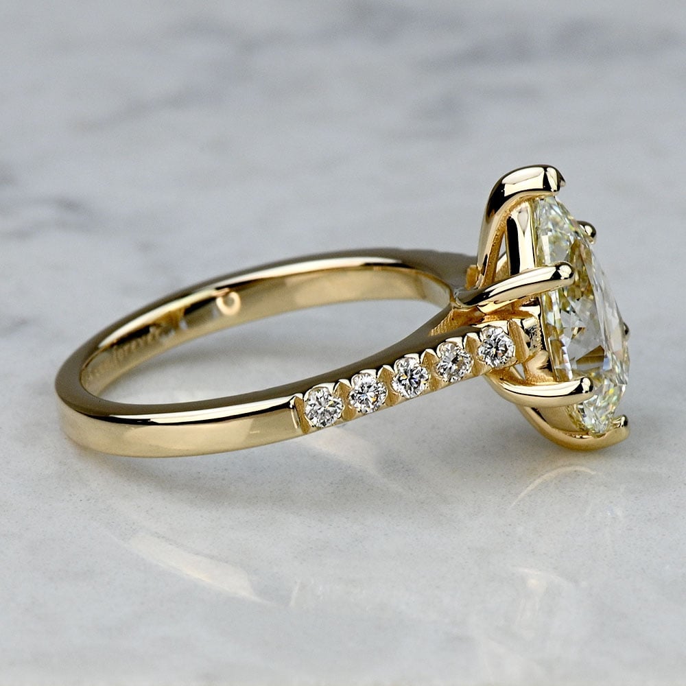 2.50 Carat Lab Created Pear Diamond Trellis Engagement Ring angle 3