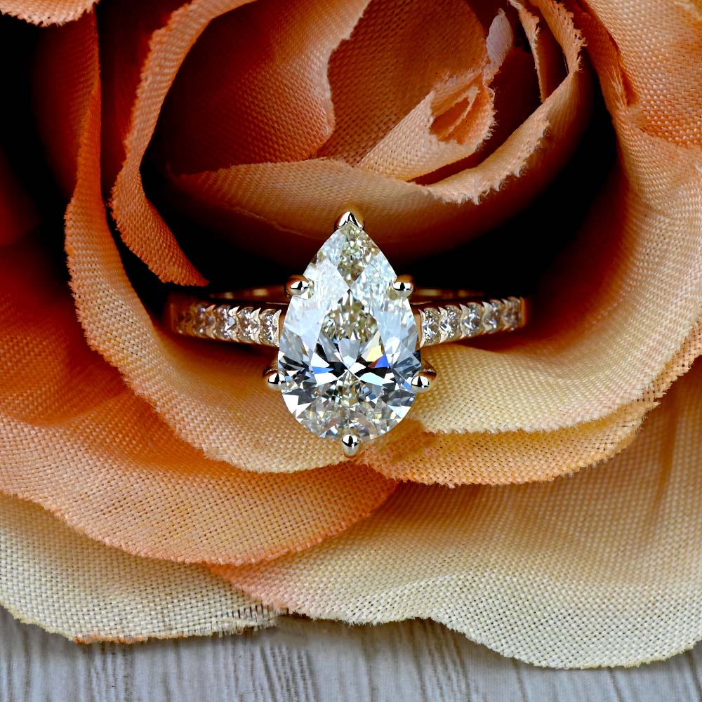 2.50 Carat Lab Created Pear Diamond Trellis Engagement Ring angle 5