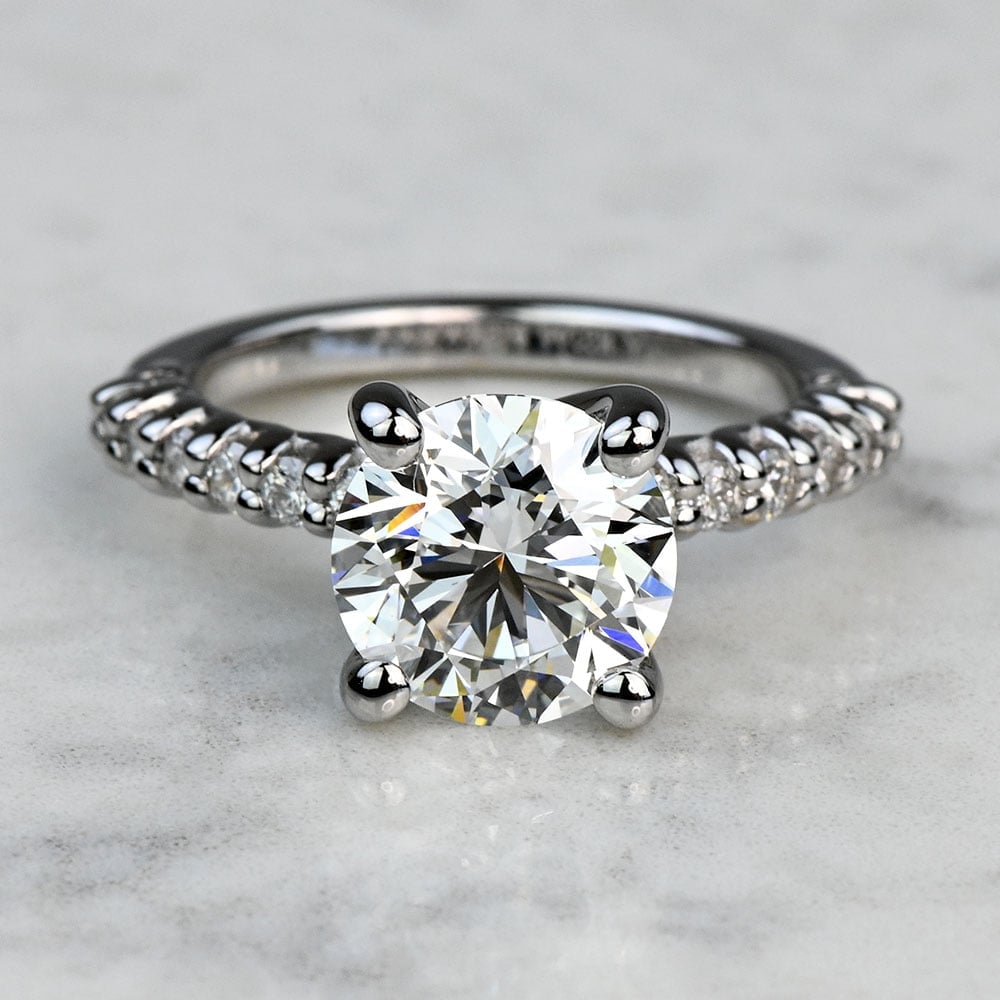 2.50 Carat Lab Grown Round Diamond Reverse Trellis Engagement Ring - small