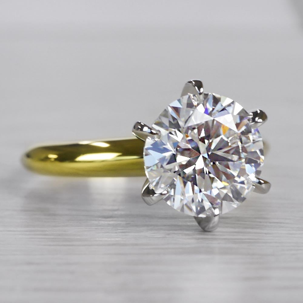 Six Prong 2.5 Carat Round Cut Diamond Ring  - small angle 3