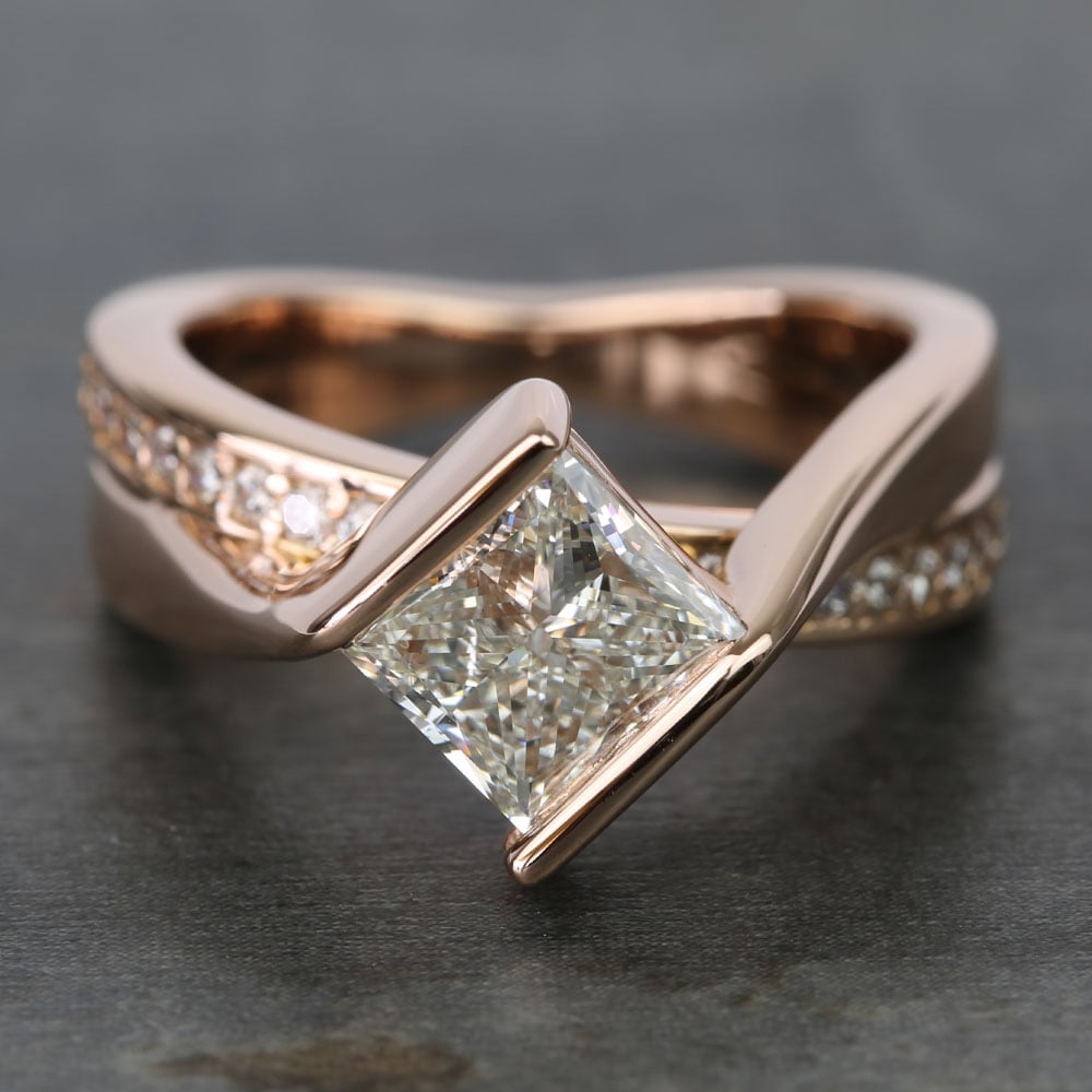 2 Carat Princess Cut Diamond Engagement Ring In Rose Gold - small