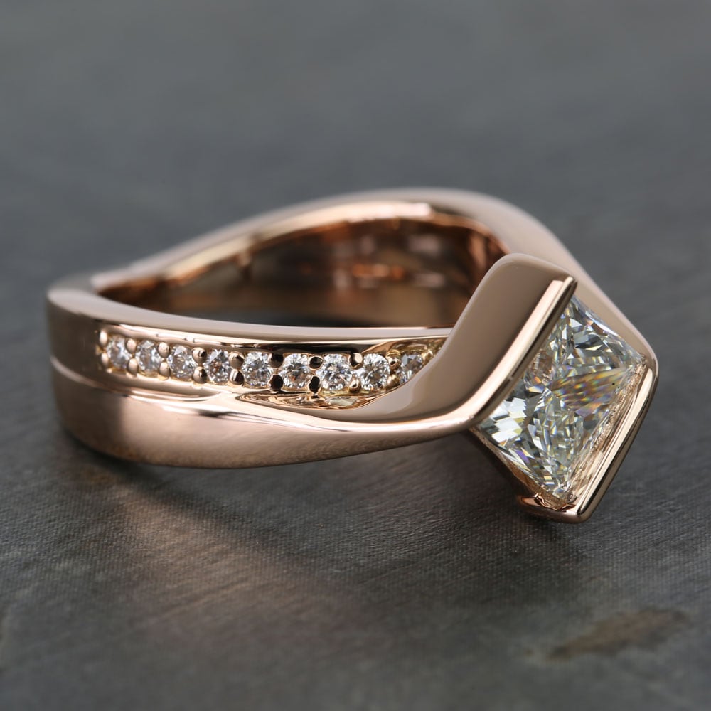 2 Carat Princess Cut Diamond Engagement Ring In Rose Gold angle 3