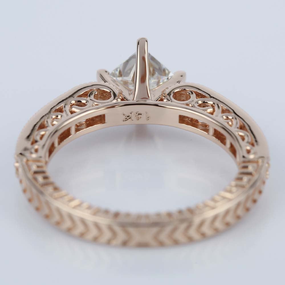 Filigree Rose Gold Diamond Engagement Ring angle 4