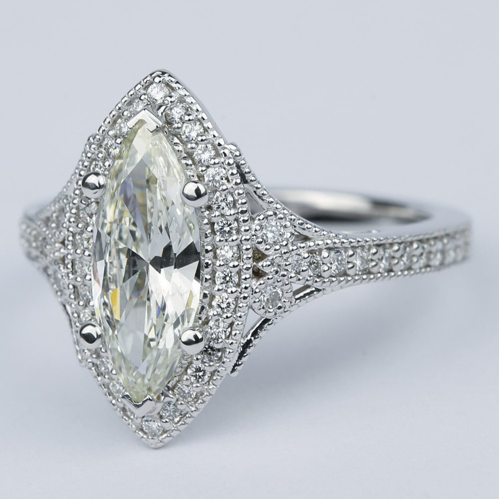 Art Deco Halo Marquise Diamond Engagement Ring (1 Carat) - small angle 2