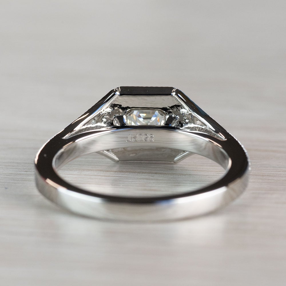 Art Deco Halo Asscher Cut Diamond Engagement Ring - small angle 4