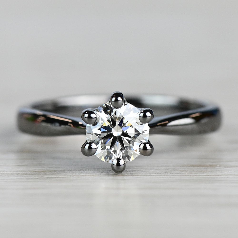 Black Gold Lotus Engagement Ring  - small