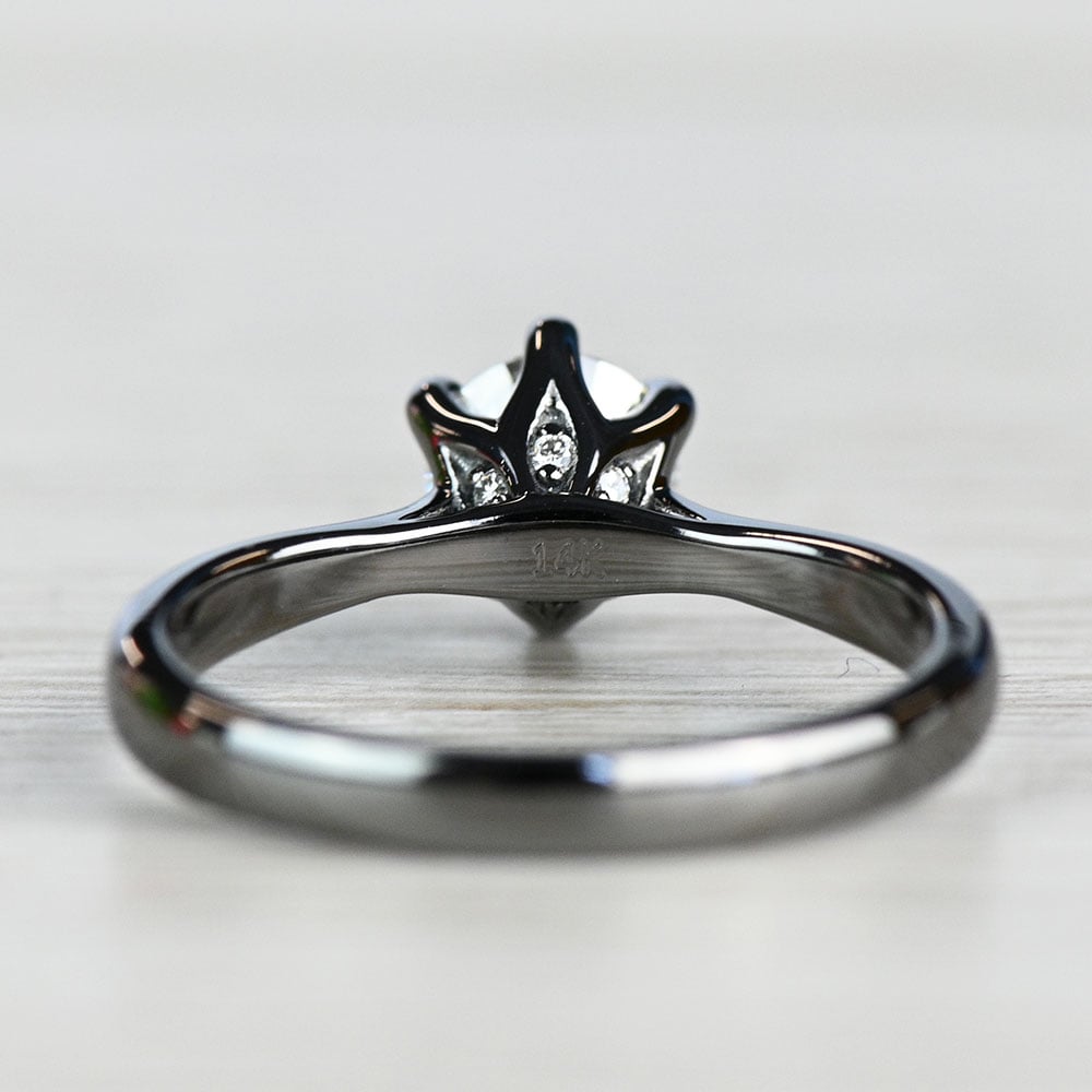 Black Gold Lotus Engagement Ring  - small angle 4