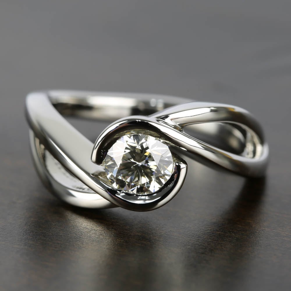 Modern Bypass Diamond Engagement Ring In Platinum