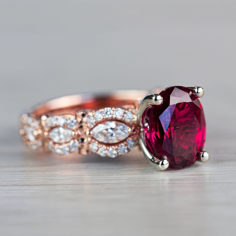 Chatham Ruby Engagement Ring In Rose Gold  - small angle 3