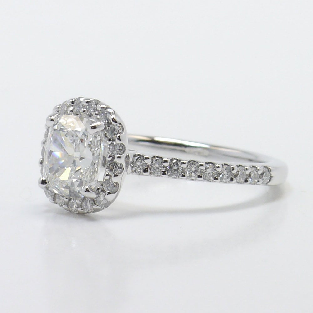 1 Carat Cushion Halo Diamond Engagement Ring - small angle 2