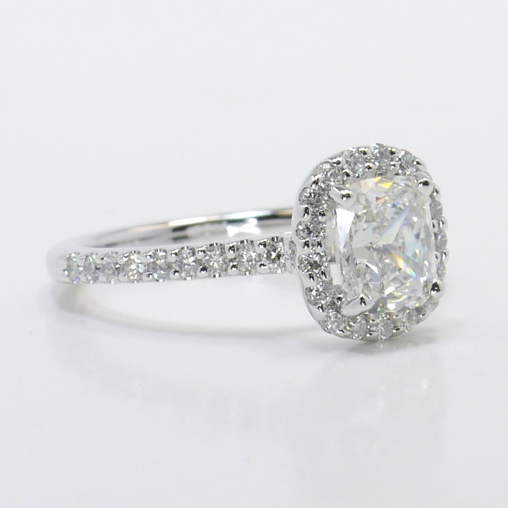 1 Carat Cushion Halo Diamond Engagement Ring - small angle 4