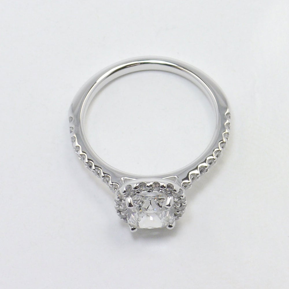 1 Carat Cushion Halo Diamond Engagement Ring angle 3