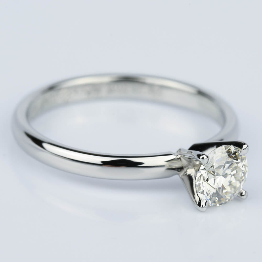 4 Prong Round Solitaire Engagement Ring In Platinum
