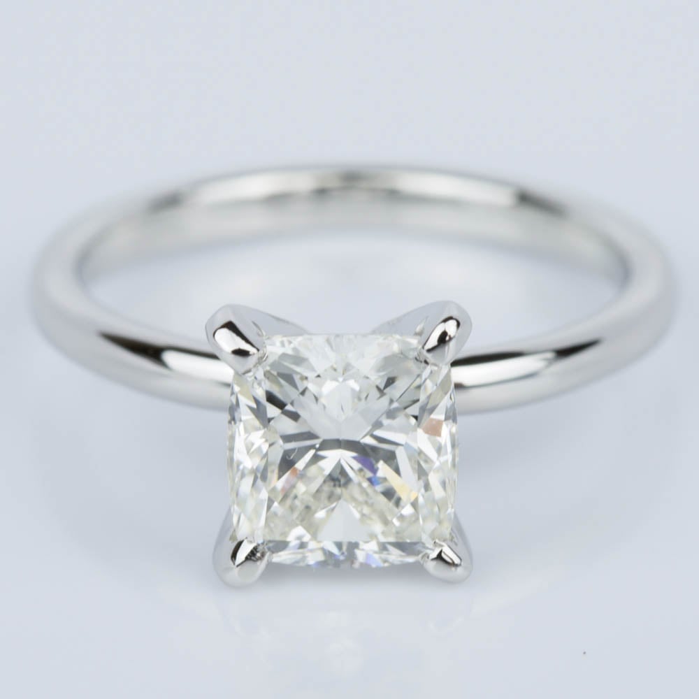 Cushion Cut Solitaire Engagement Ring In Platinum (1.50 Carat) - small