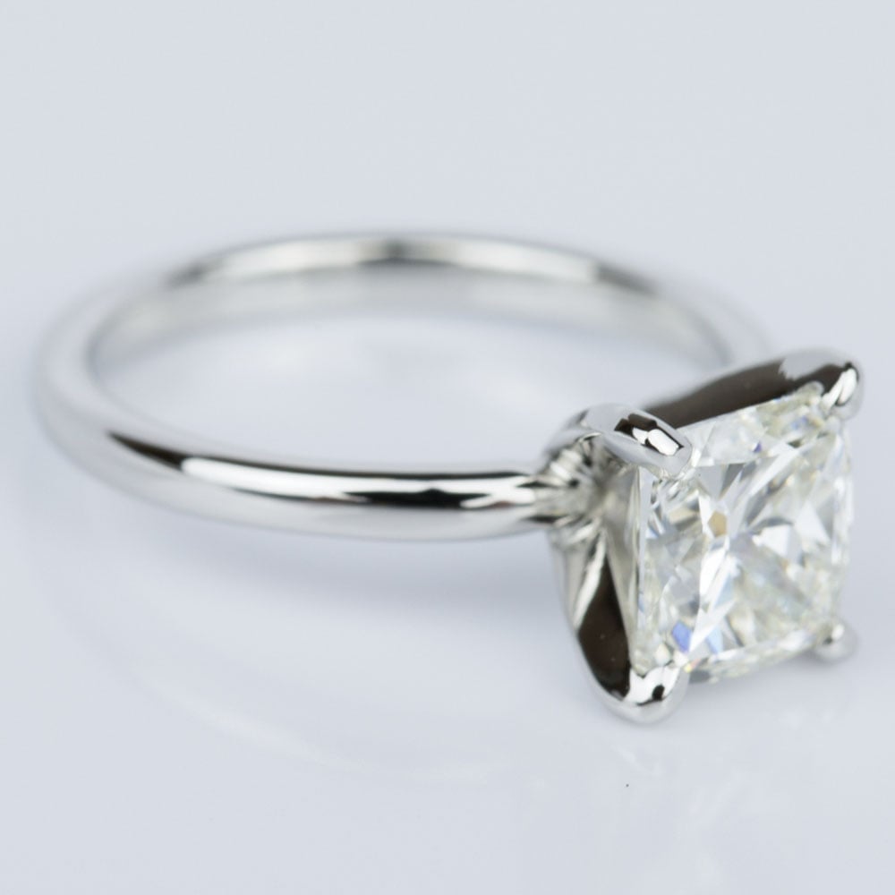Cushion Cut Solitaire Engagement Ring In Platinum (1.50 Carat) - small angle 3