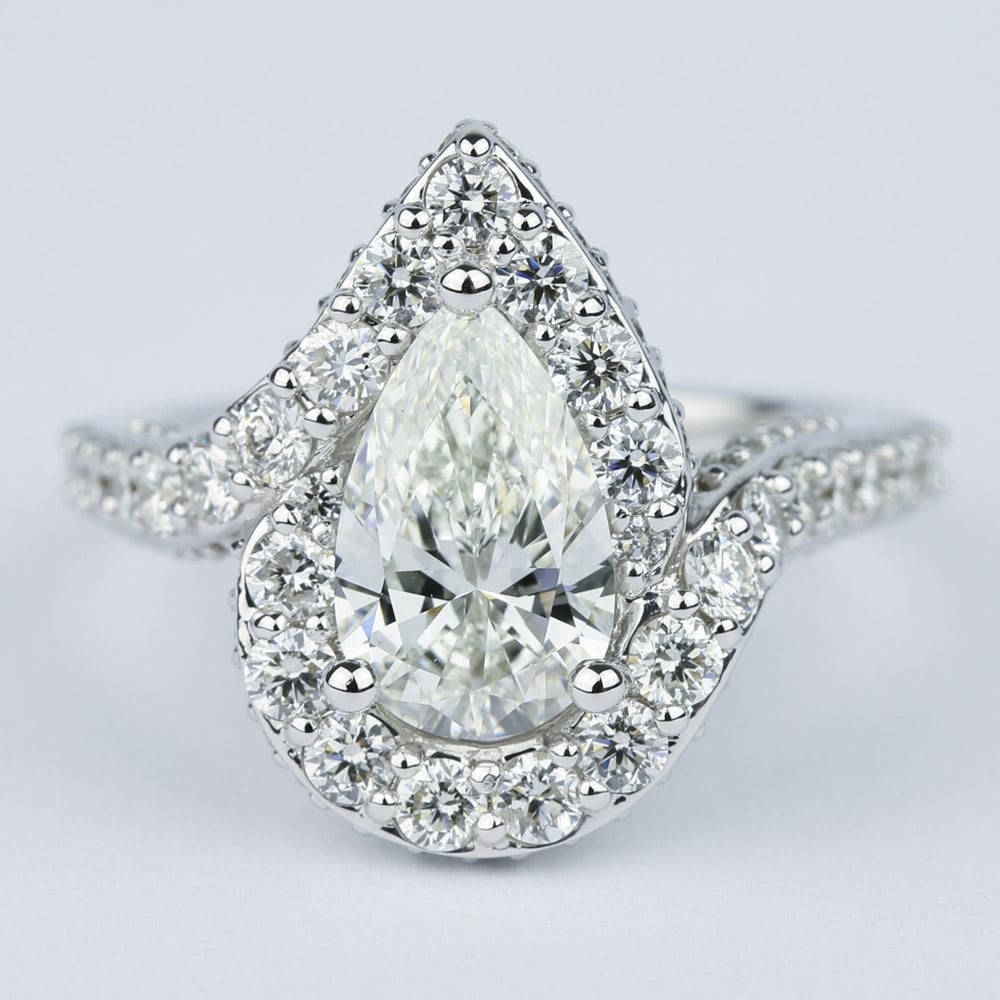 Vintage Pear Diamond Ring With Halo (1.71 Carat)