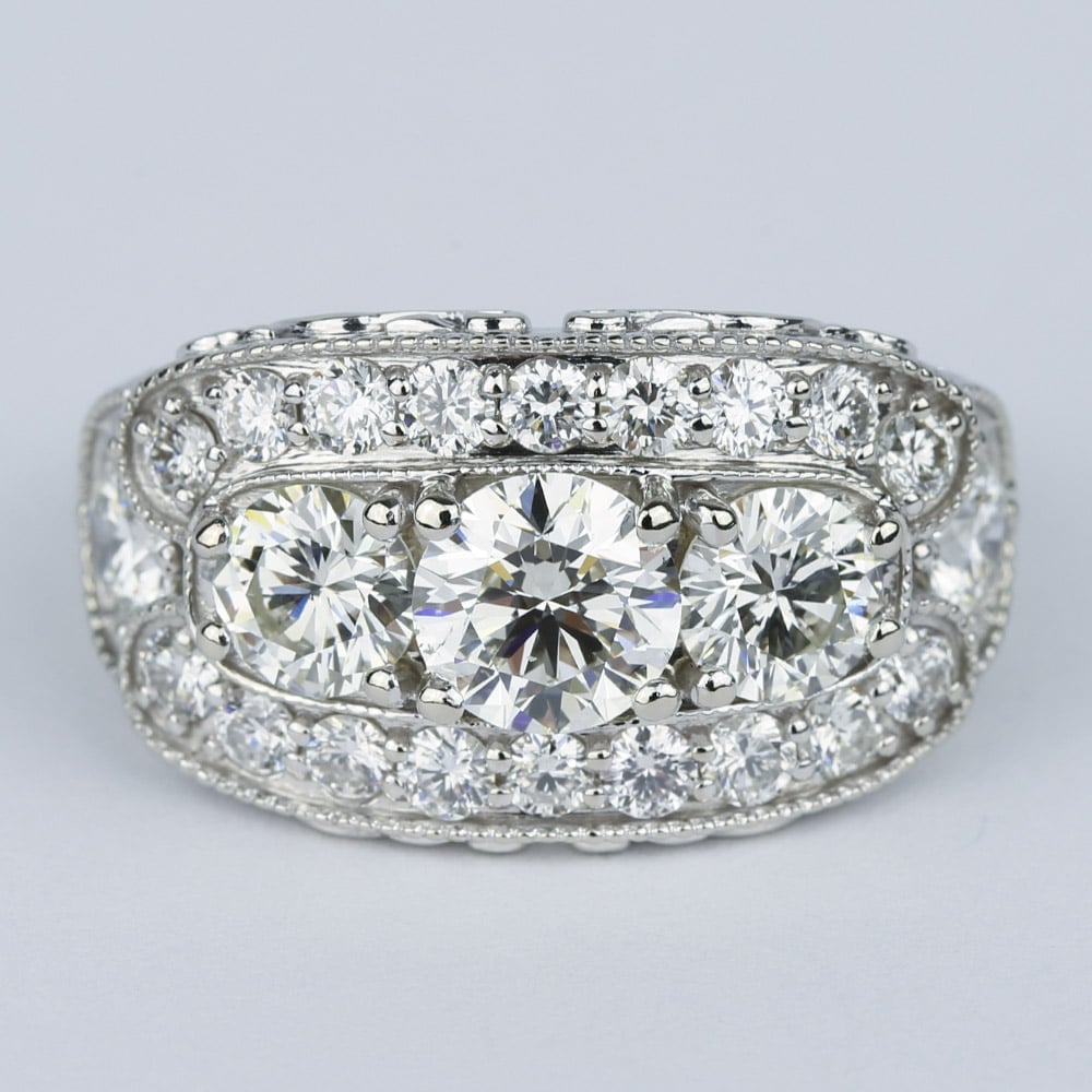 Vintage 3 Stone Diamond Statement Ring - small