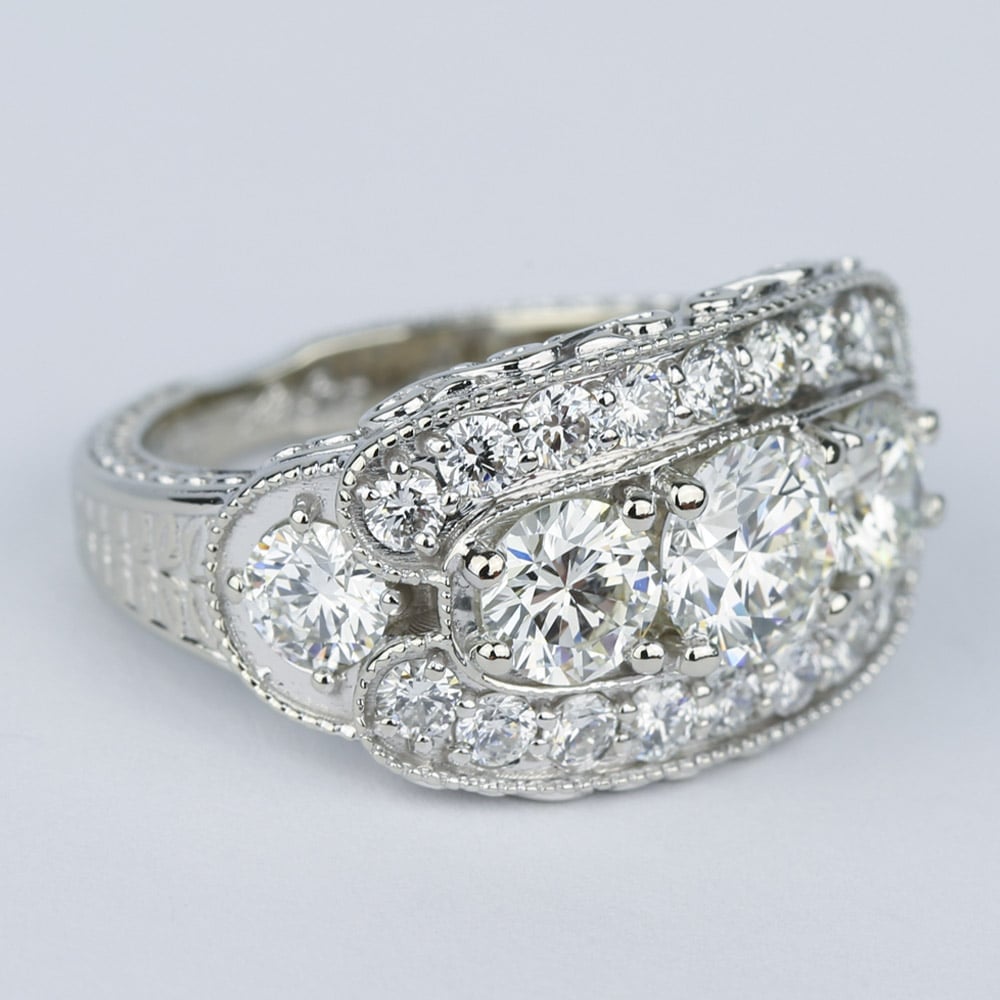 Vintage 3 Stone Diamond Statement Ring - small angle 3