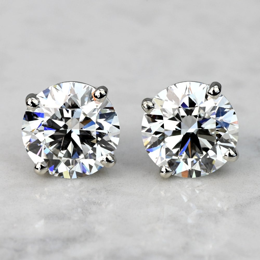 Custom 4 Carat Lab Grown Round Diamond Stud Earrings (8 Ctw) angle 2