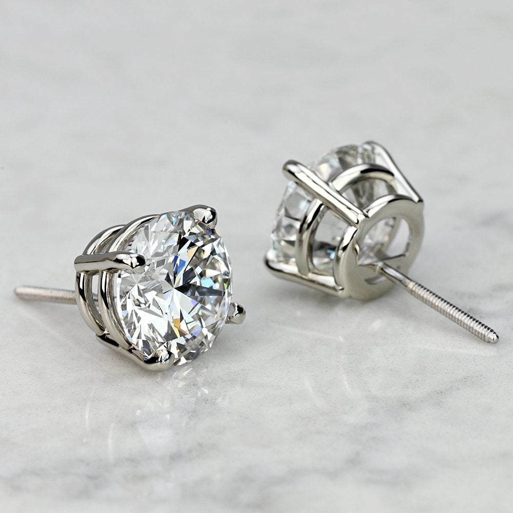 Custom 4 Carat Lab Grown Round Diamond Stud Earrings (8 Ctw) - small angle 3