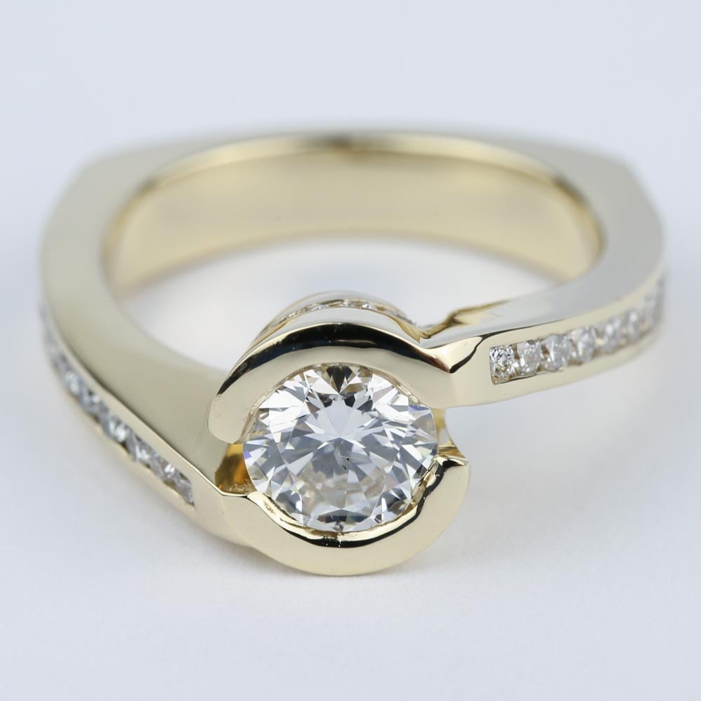 Custom Diamond Bezel Engagement Ring (0.90 Carat) - small