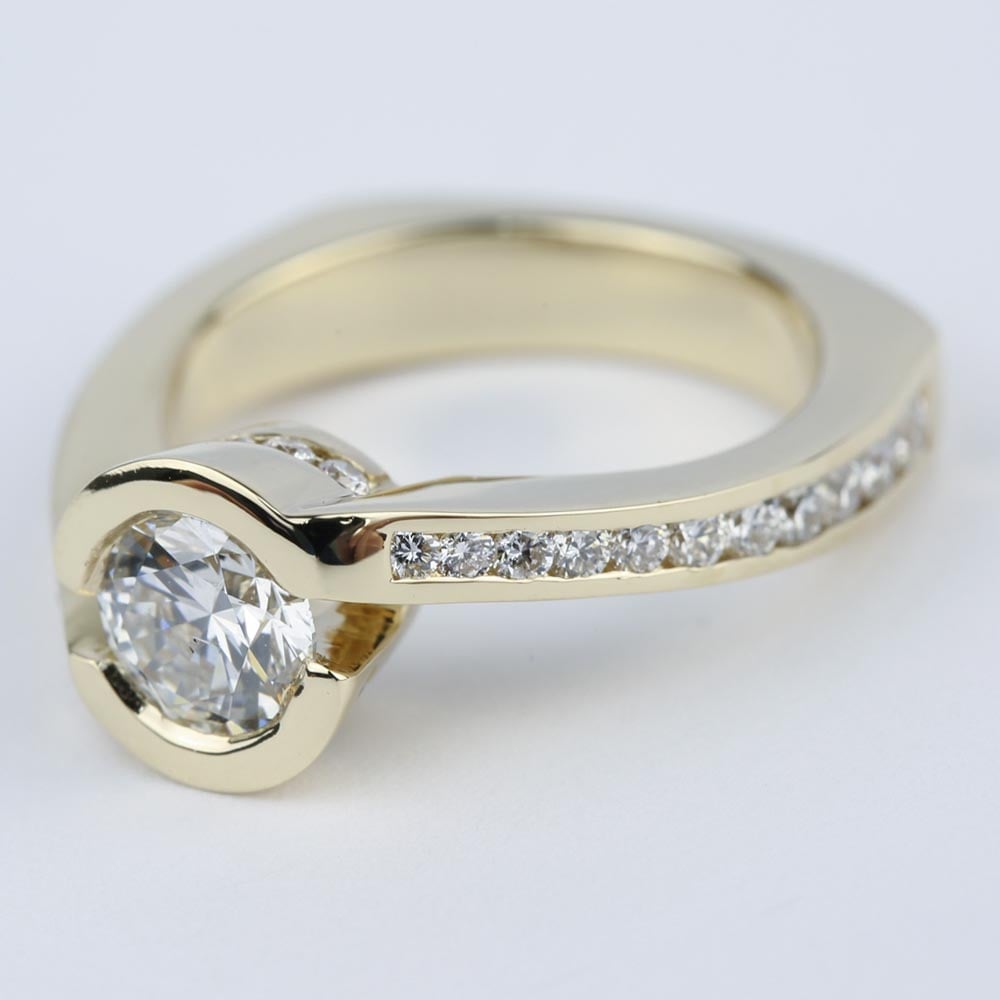 Custom Diamond Bezel Engagement Ring (0.90 Carat) - small angle 2