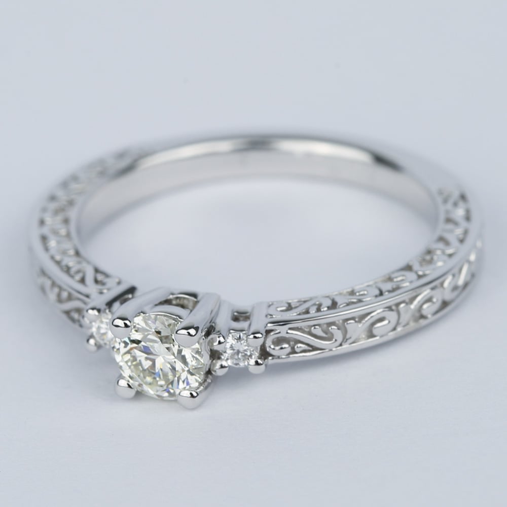 Intricate Antique Scroll Engagement Ring Setting - small angle 2