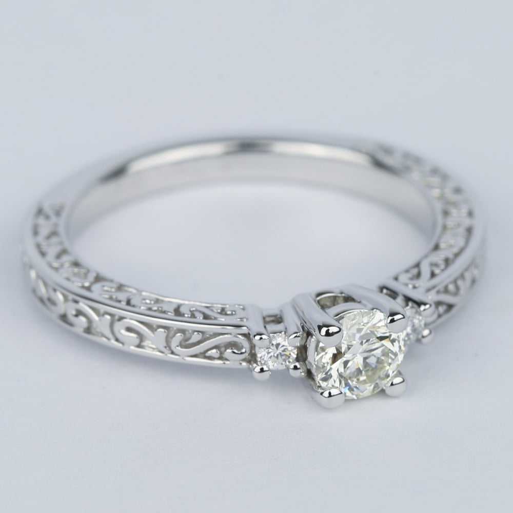 Intricate Antique Scroll Engagement Ring Setting angle 3