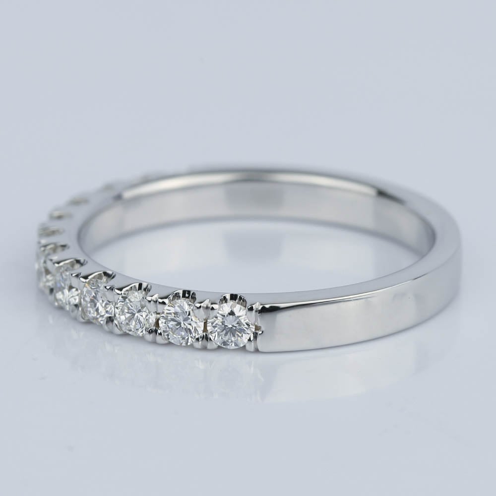 Custom Diamond Scalloped Wedding Ring In 18K White Gold angle 2