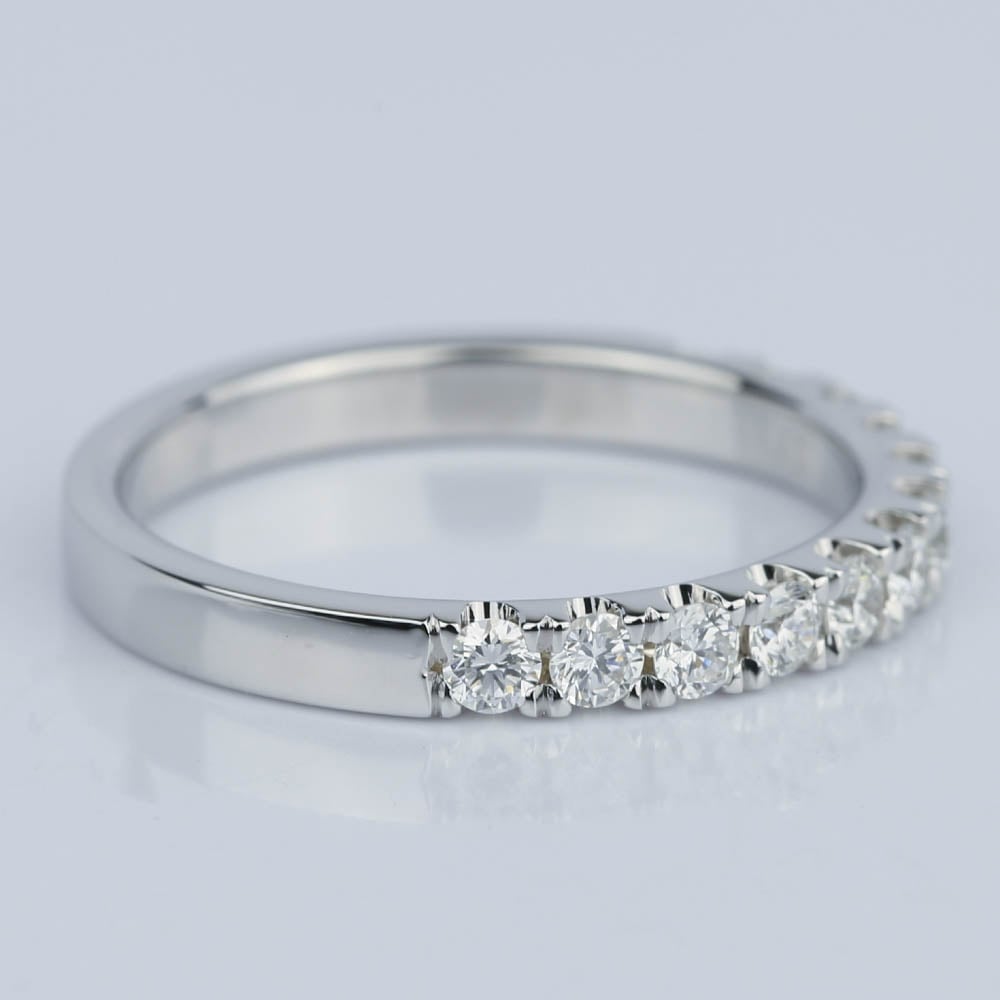 Custom Diamond Scalloped Wedding Ring In 18K White Gold angle 3
