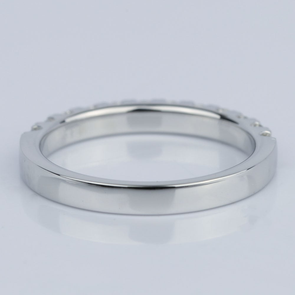 Custom Diamond Scalloped Wedding Ring In 18K White Gold angle 4