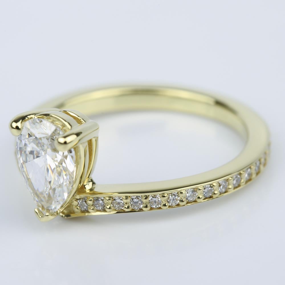Custom Tear Drop Pear Diamond Engagement Ring (1 ct.) - small angle 3