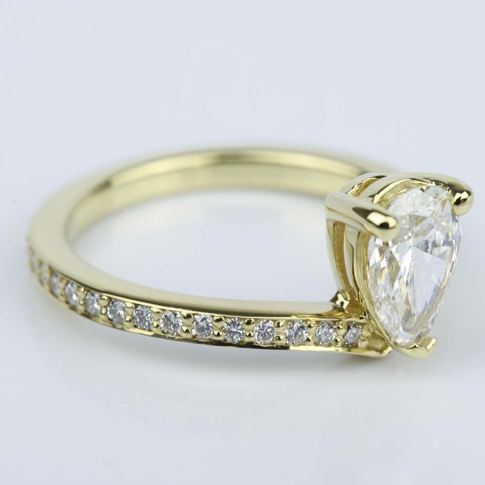 Custom Tear Drop Pear Diamond Engagement Ring (1 ct.) - small angle 2