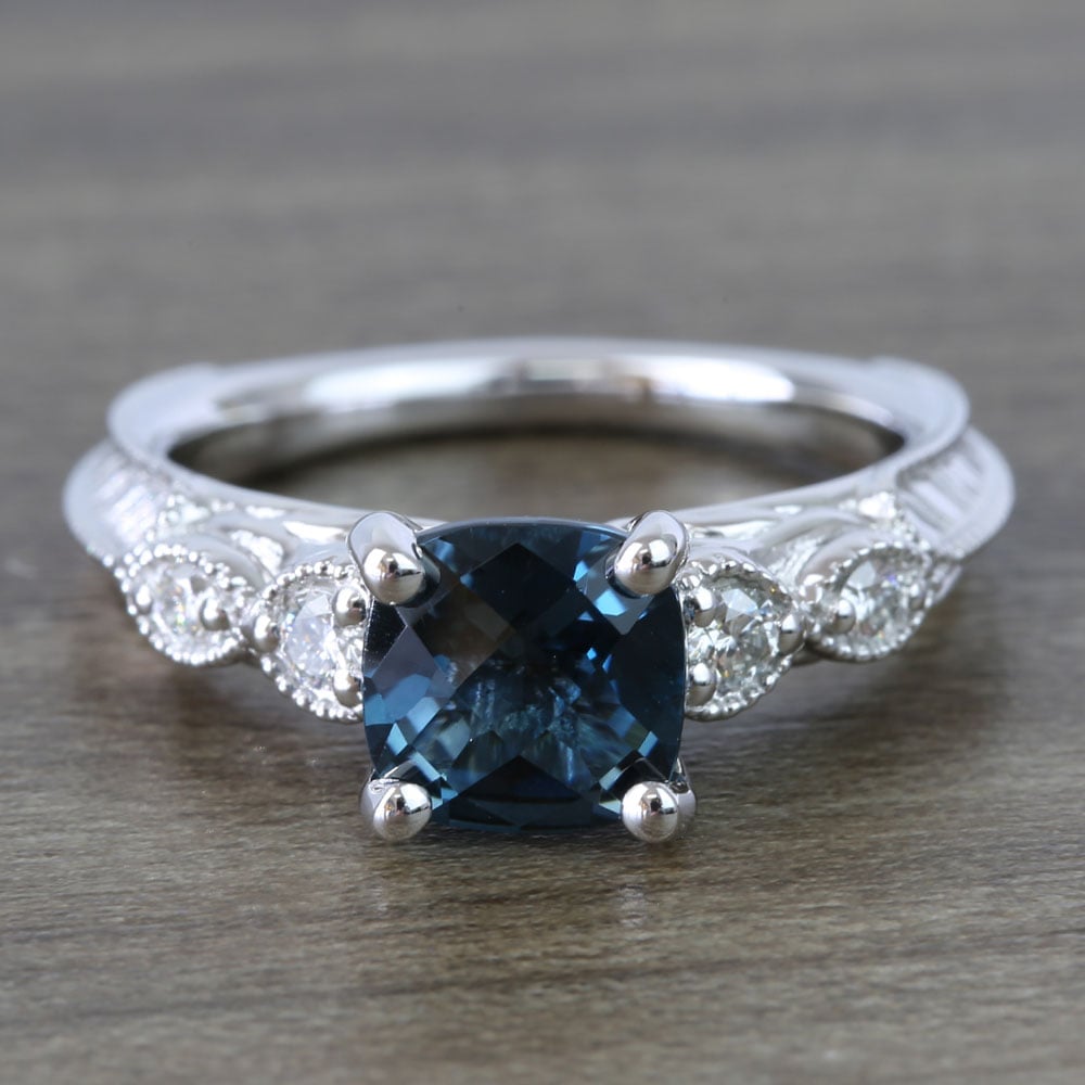 Bespoke London Blue Topaz Engagement Ring In A Vintage Style - small